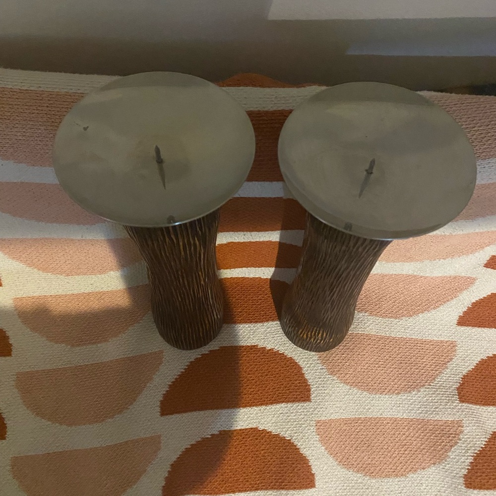 Rustic Dark Brown Candle Holders